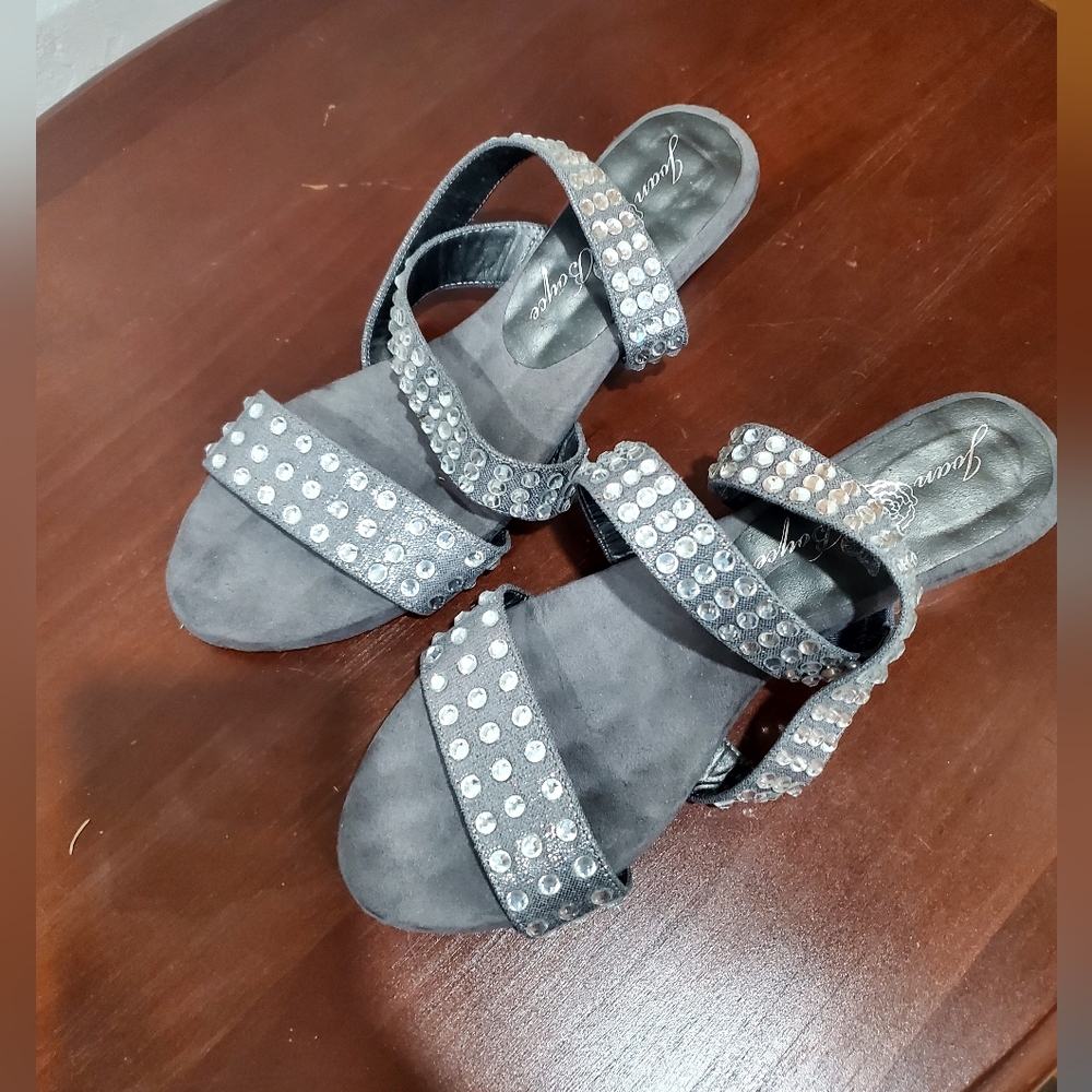 Elegant Gray Jeweled Women's Sandals